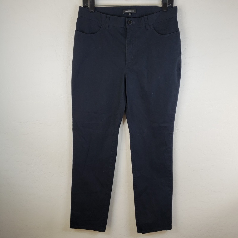 Lafayette 148 New‎ York 30x28 Chino Pants Women's 8 Navy Blue Stretch Pockets